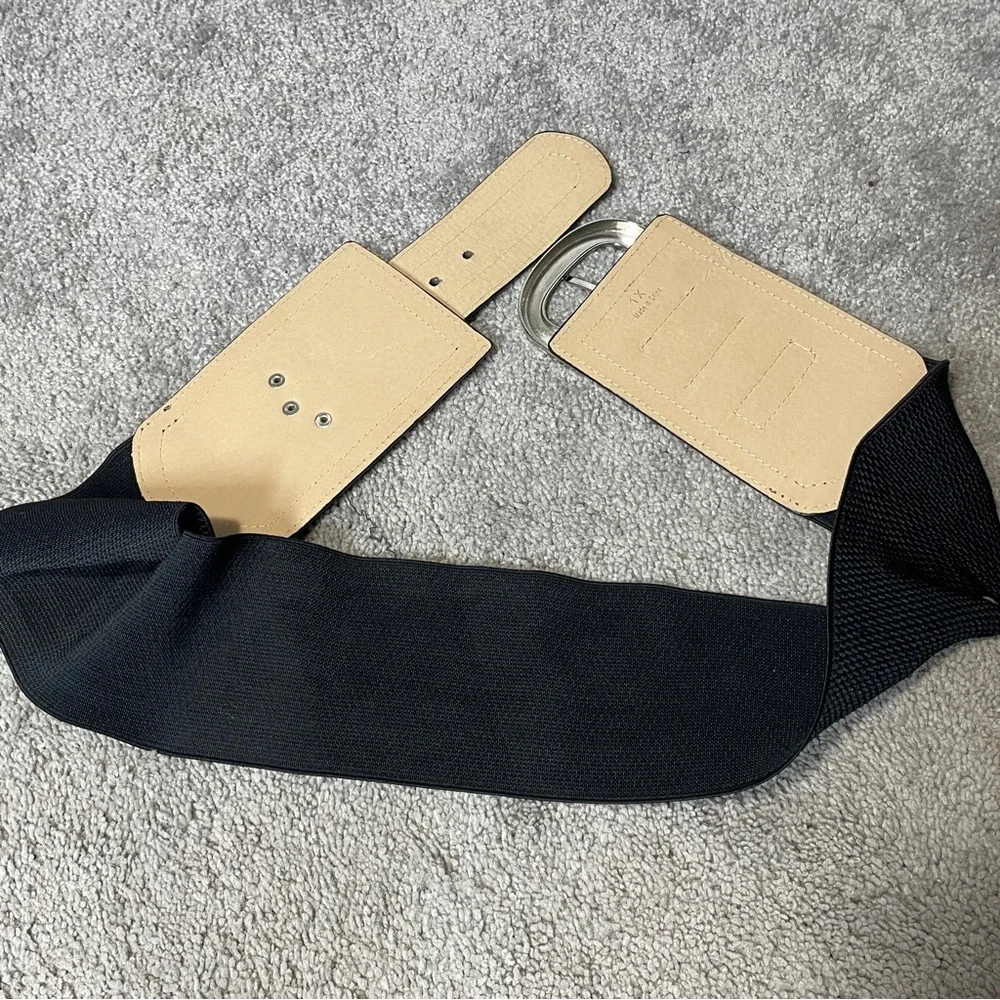 Black Faux Snake Skin‎ Wide Elastic Waist Belt size 1X